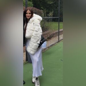 White Faux Fur Hooded Jacket